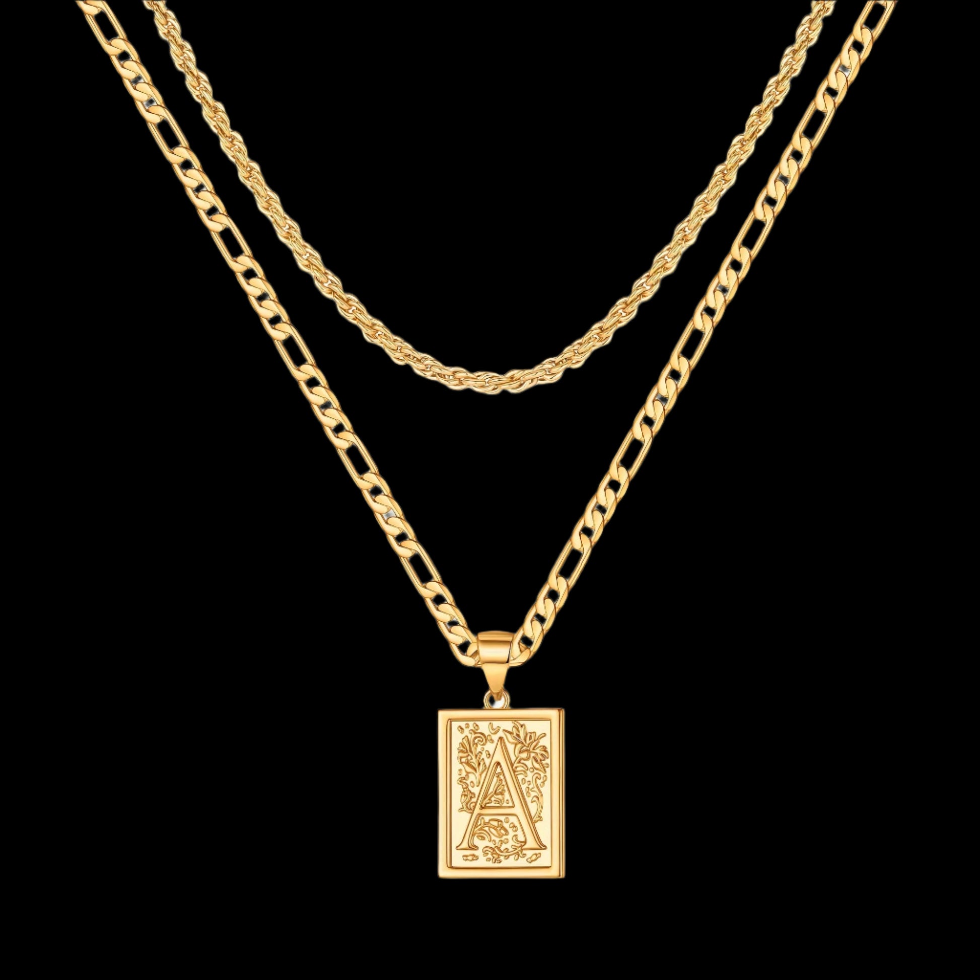 Initial Letter & Chain Necklace