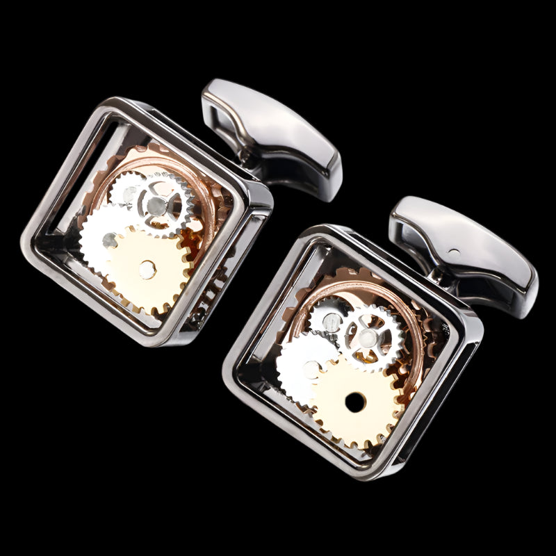 Unique Silver Cog Cufflinks
