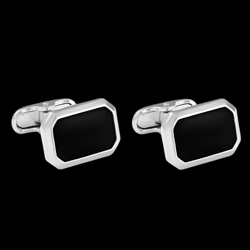 Black Enamel Sterling silver Classic Cuffllinks