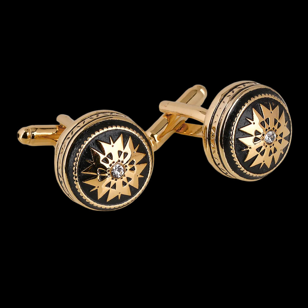 Gold Snowflake and Enamel Cufflinks