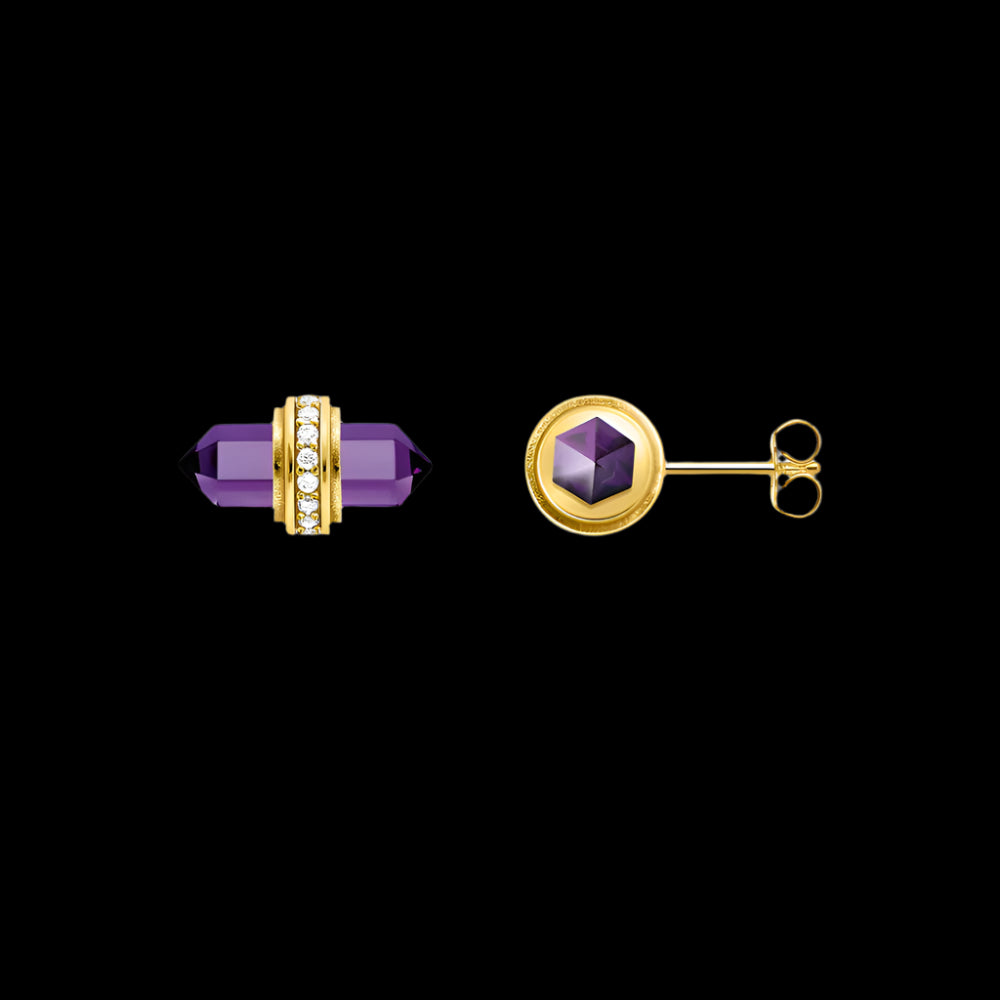 Amethyst Gold Plated Stud Earrings