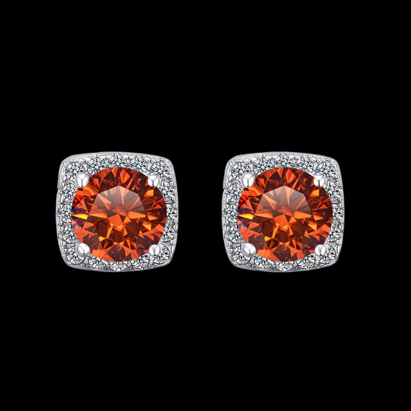 2Ct Per Orange Moissanite VVS1 Sterling Silver Earrings