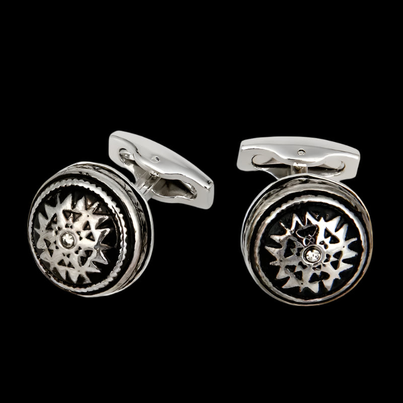 Silver Snowflake and Enamel Cufflinks