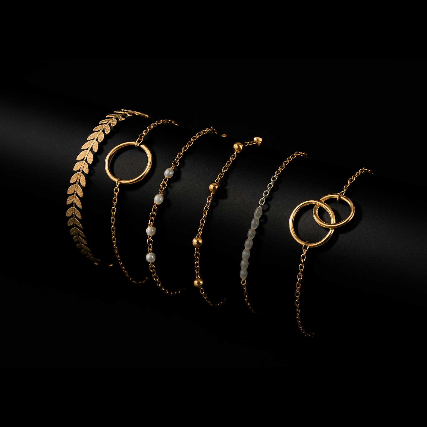 6-Piece Gold Stackable Bracelet Set