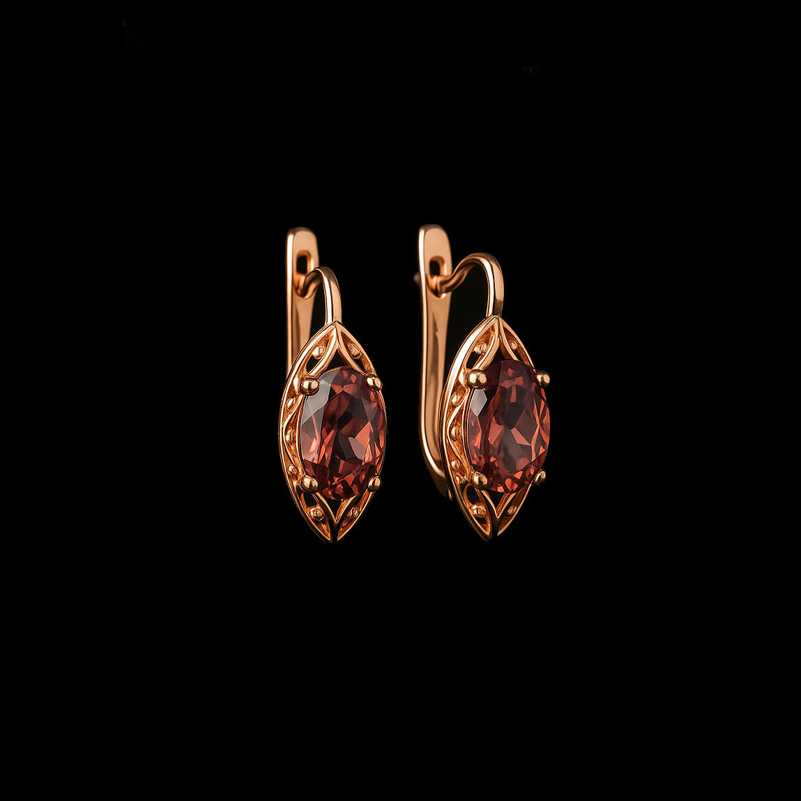 1.5Ct Oval Cut Ruby 14K Rose Gold Rhodium Earrings