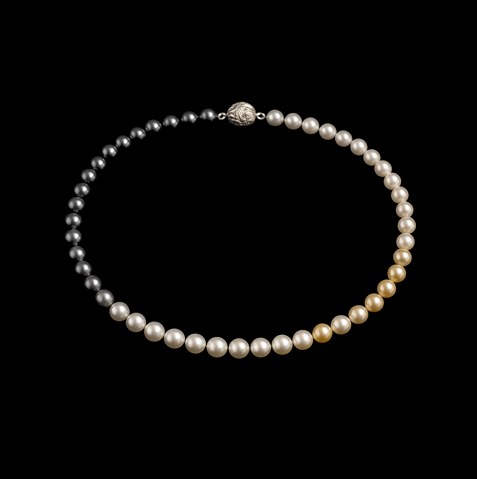 Luxury 12mm Pearl Necklaces Grey to Yellow Ombre