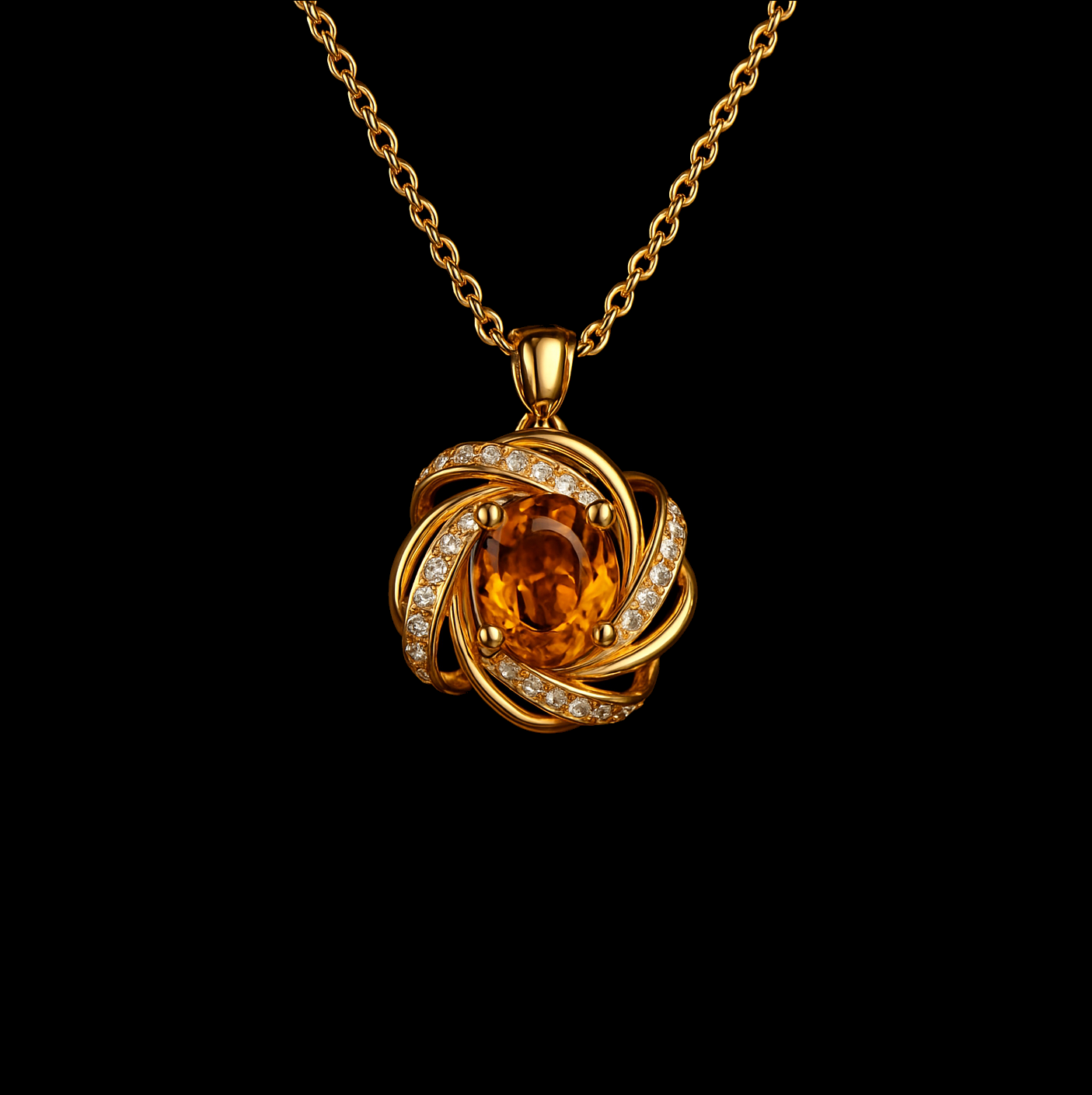 2Ct Yellow Topaz Moissanite 18K Gold Pendant Necklace