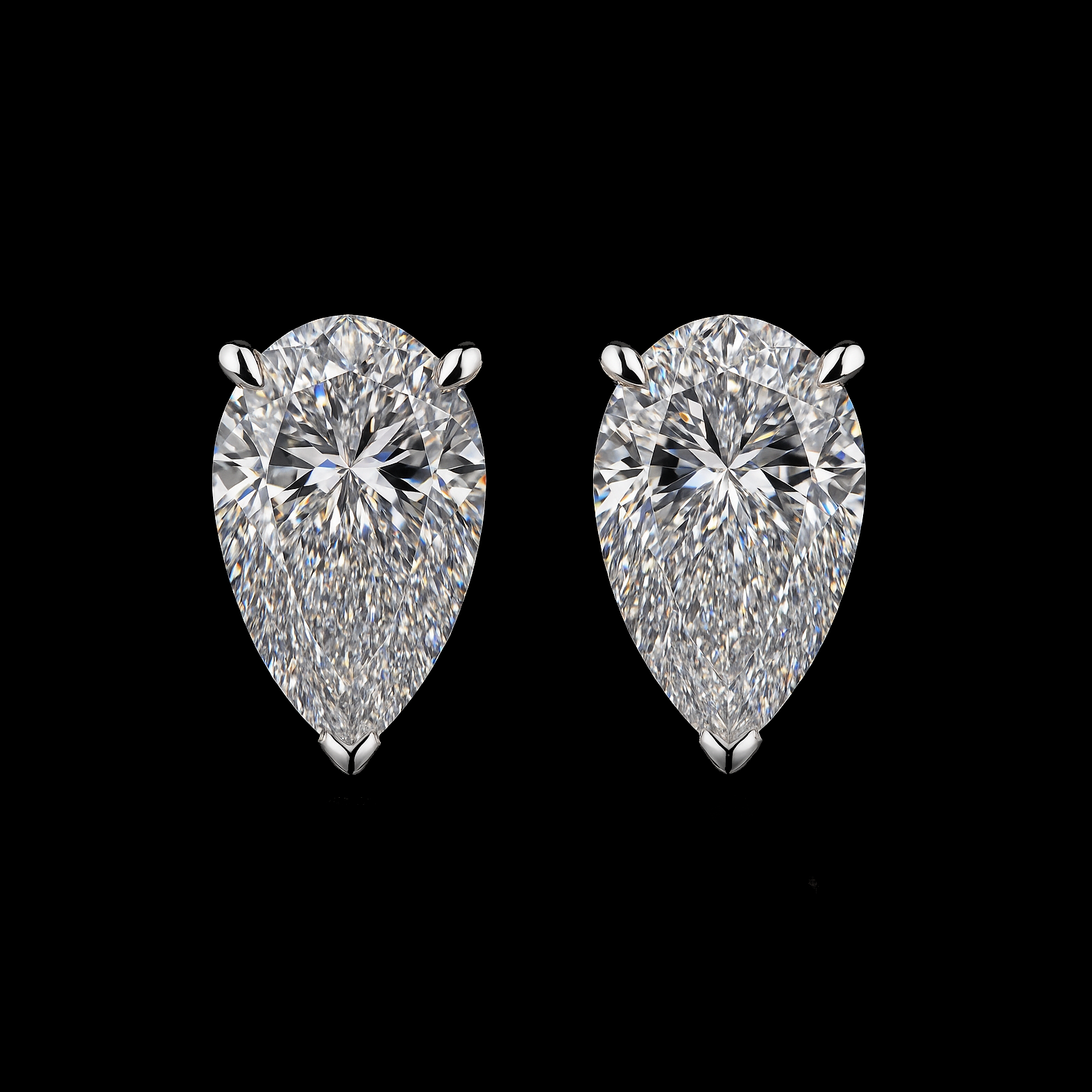 1 Ct Pear Cut Moissanite Diamond White Gold Stud Earrings