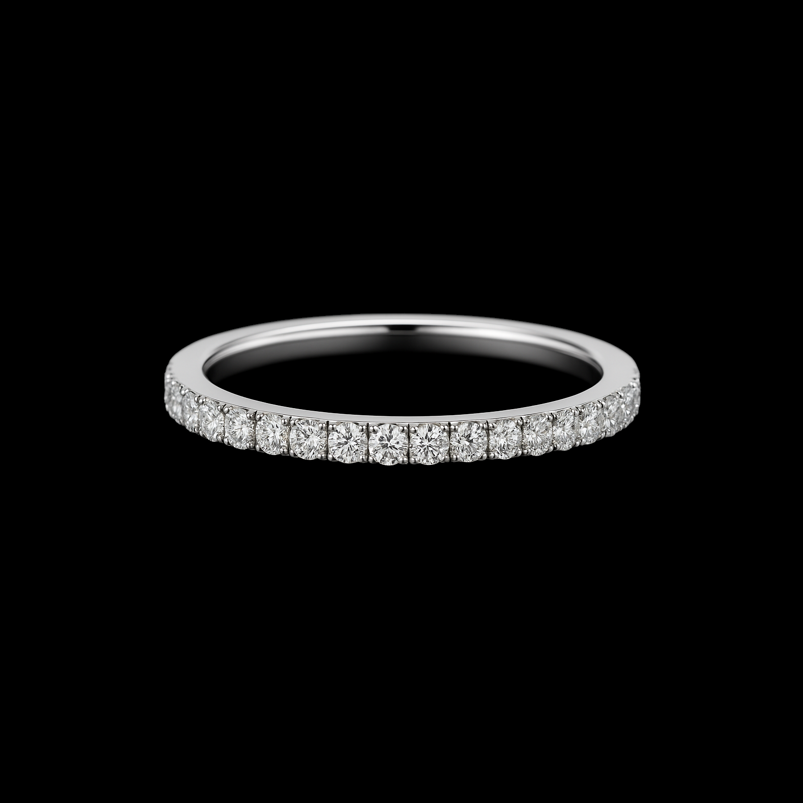 Moissanite Diamond Channel Silver Wedding Ring