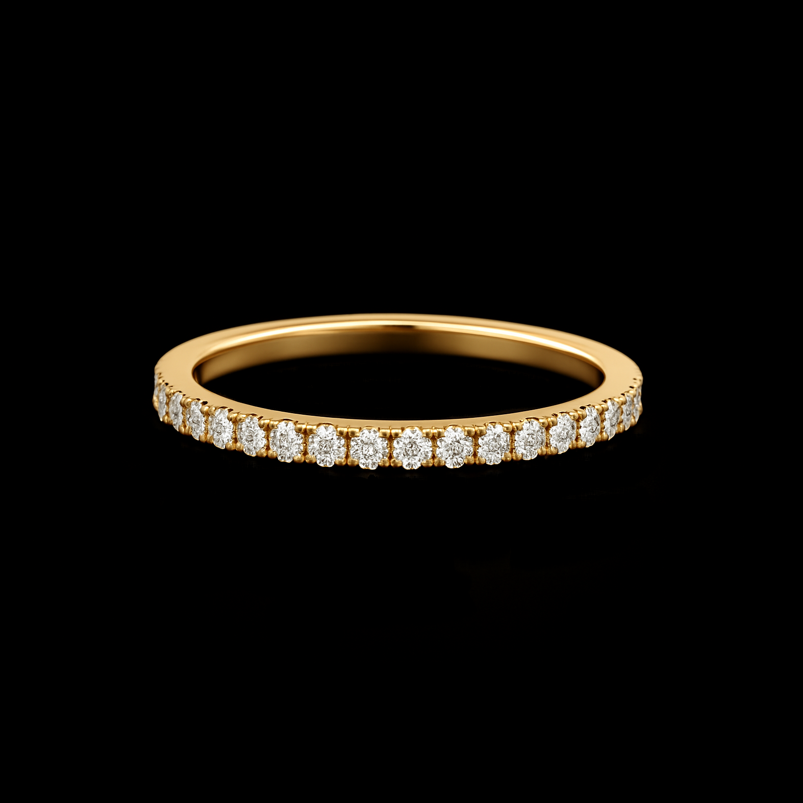 Moissanite Diamond Channel Gold Wedding Ring