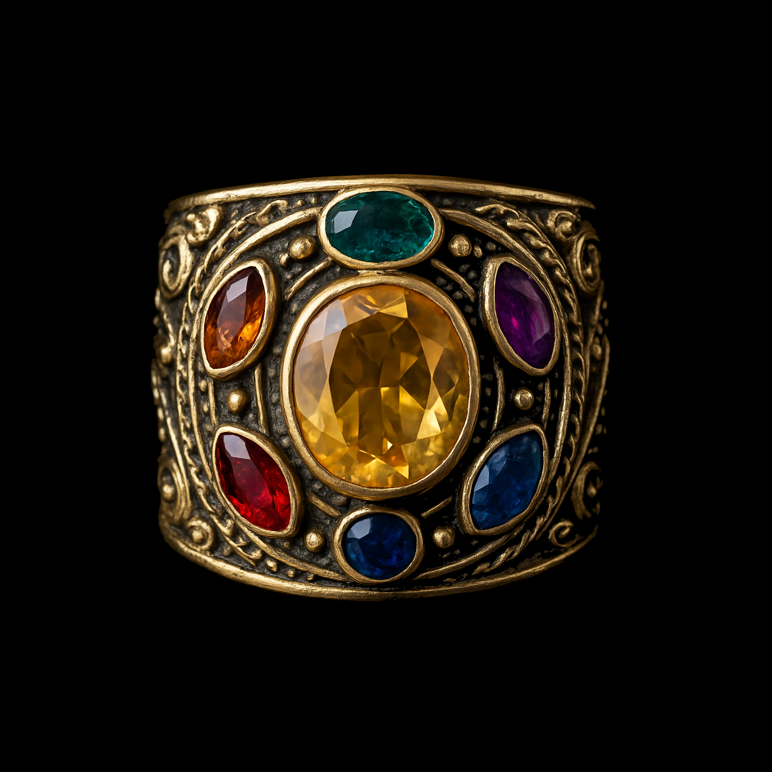Unique Infinity Stones Moissanite Commemorative Gold Signet Ring