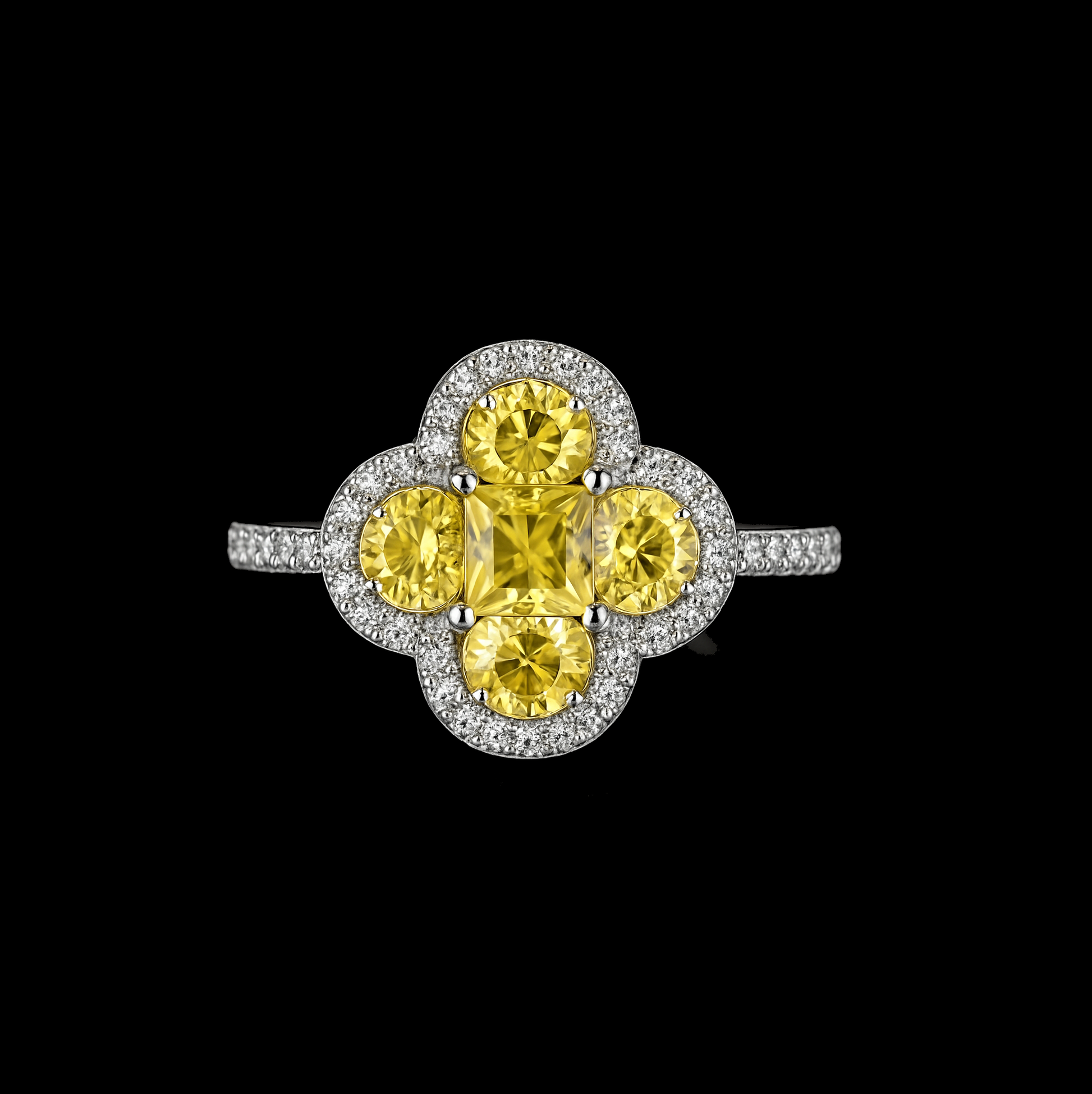 Cleef Citrine Moissanite Double Halo Sterling Silver Ring