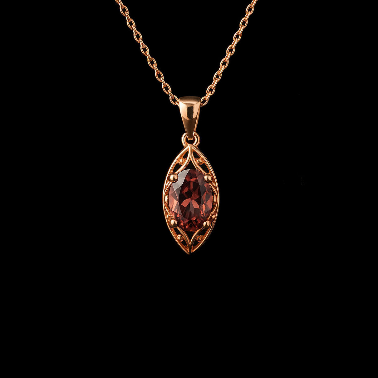 1.5Ct Oval Cut Ruby 14K Rose Gold Rhodium Necklace