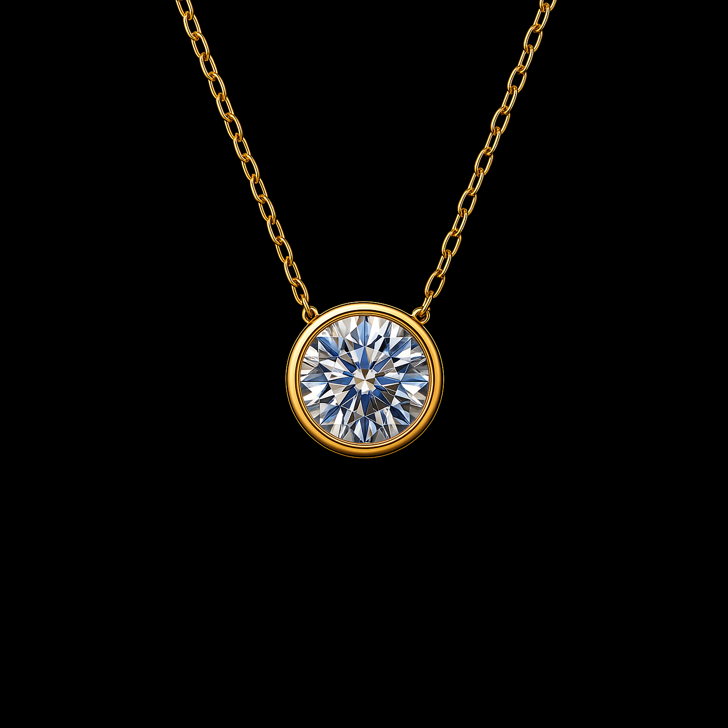 0.5Ct Round Cut Solitaire Moissanite D Colour VSS! Pendant 18K Gold Necklace