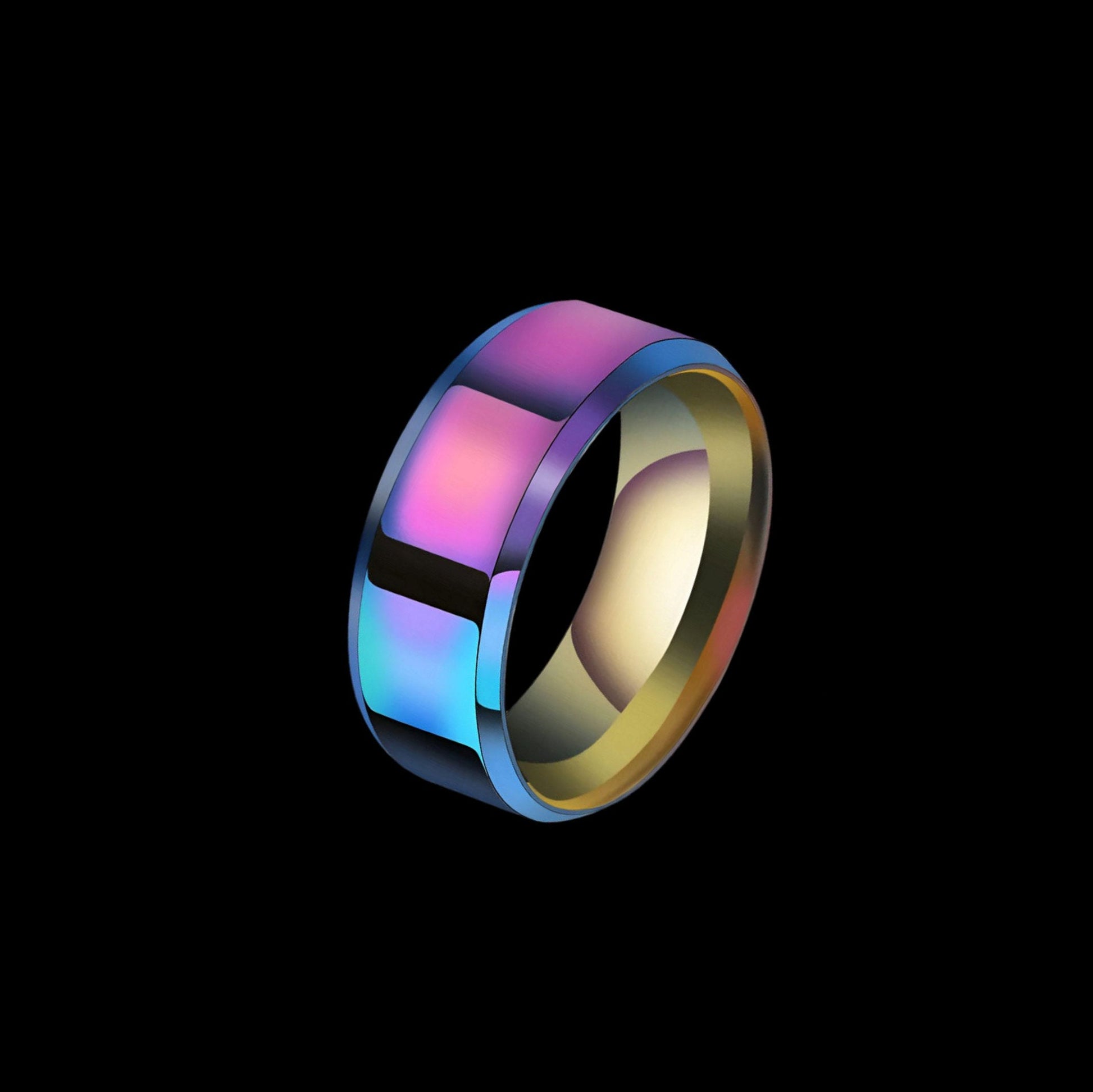 Oil Slick Titanium Stainless Steel Wedding Ring