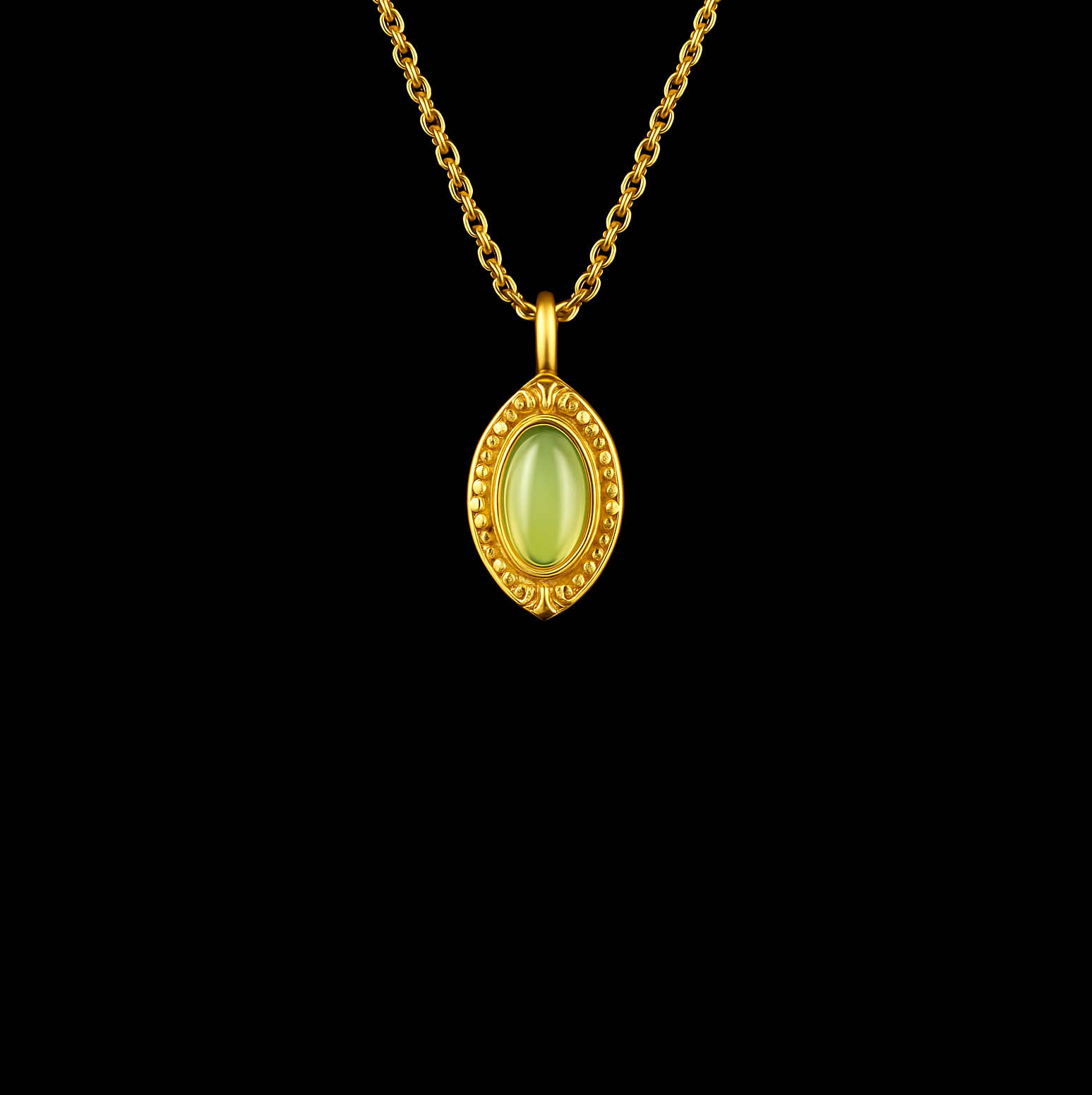 0.5Ct Oval Peridot Vintage Pendant Gold Necklace