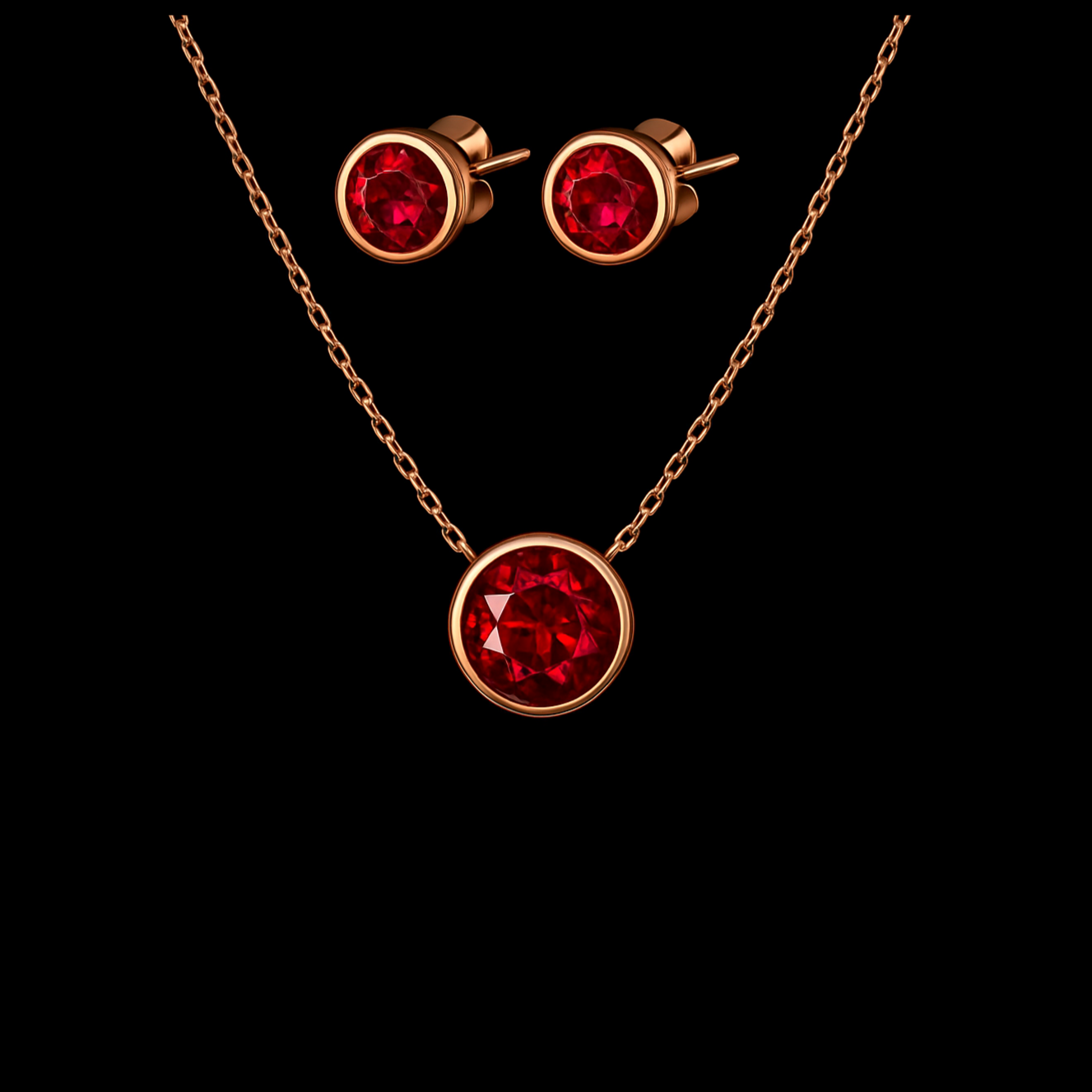 Ruby Rose Gold Jewelry Set