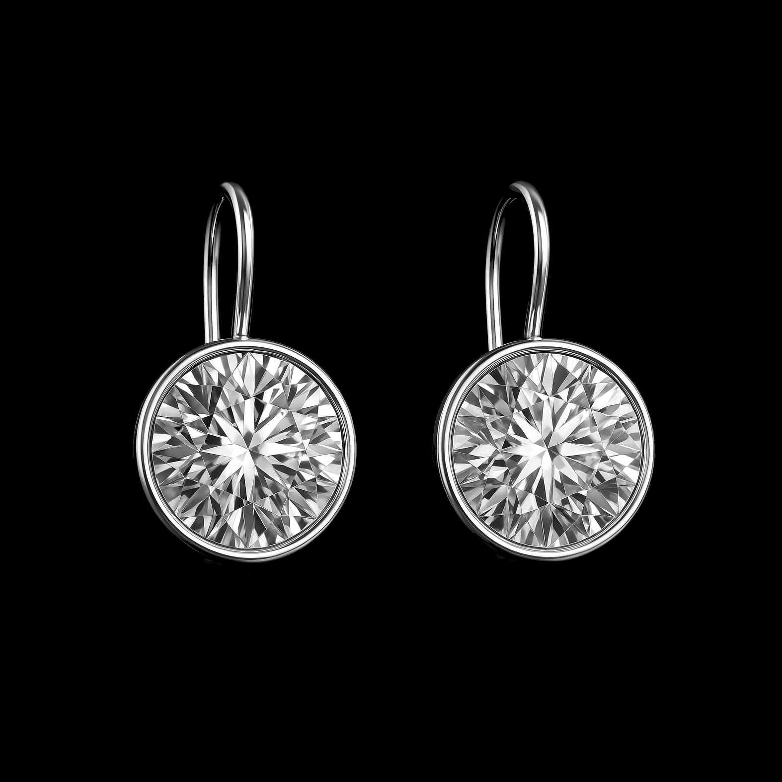 Round Cut Elegant Sterling Silver Drop Earrings