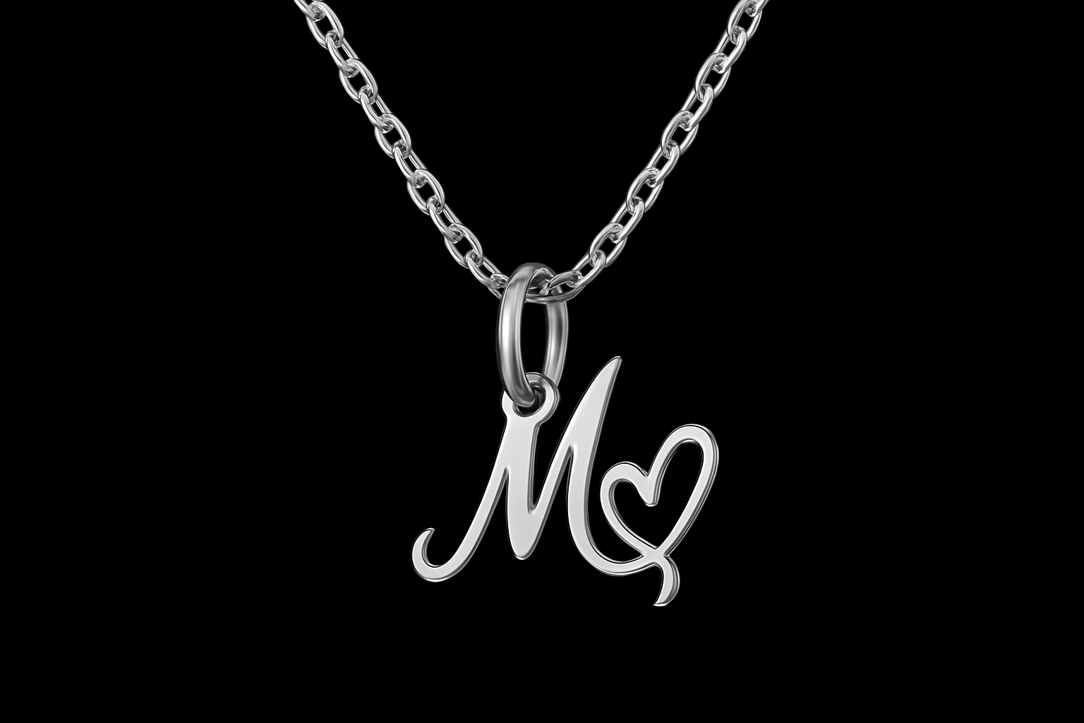 Silver M Necklace