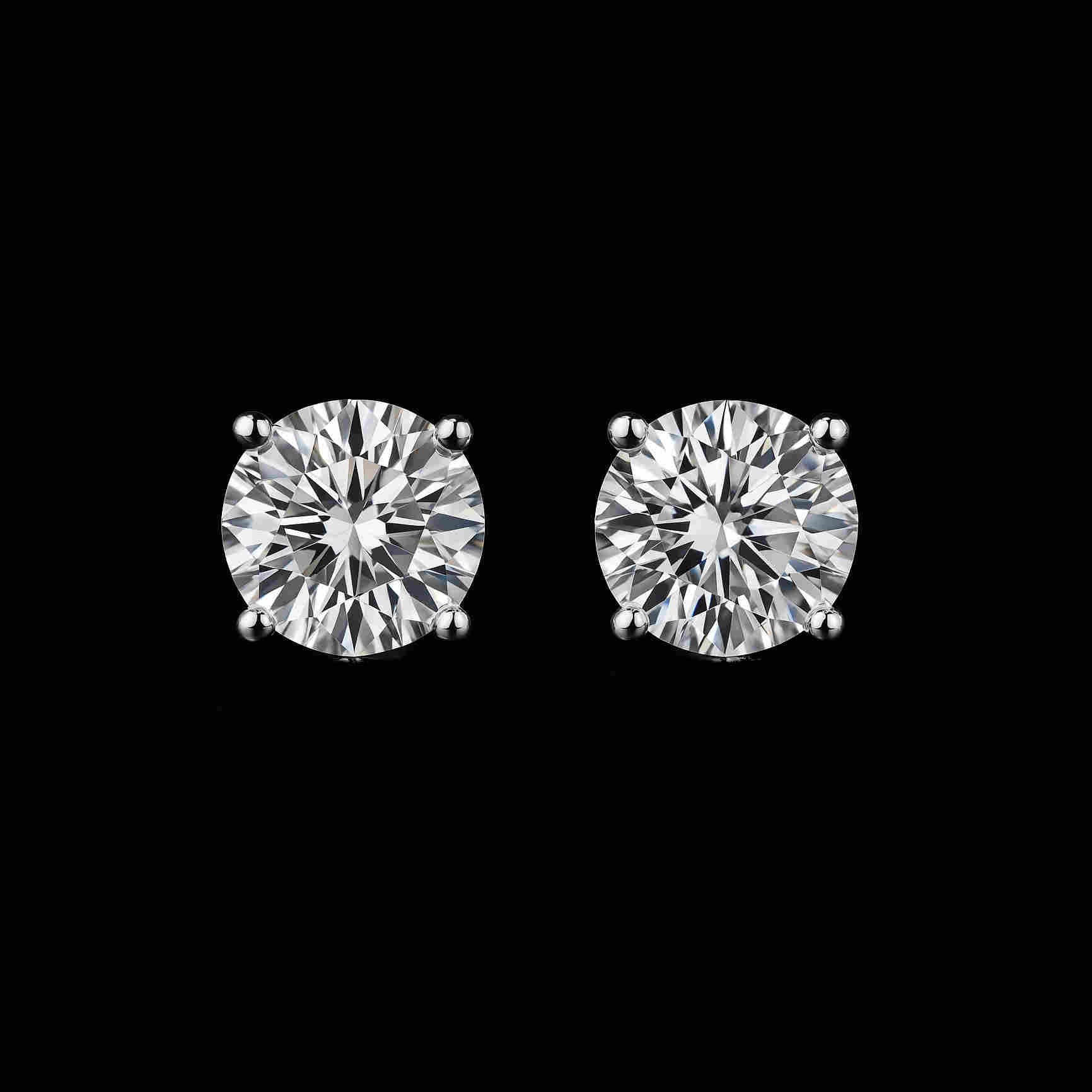 3Ct Moissanite Diamond Platinum Gold Rhodium Stud Earrings