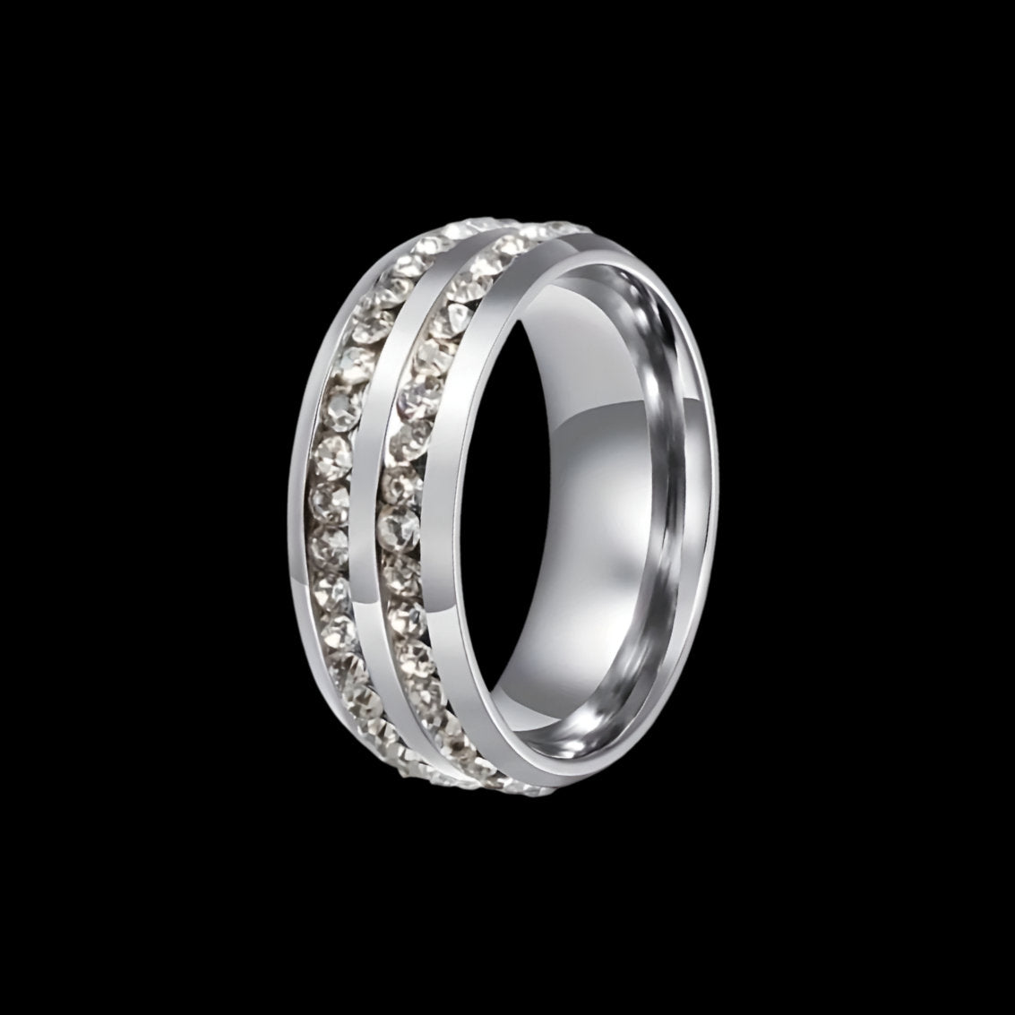 Moissanite Diamond Double Pave  Sterling Silver Men's Wedding Ring