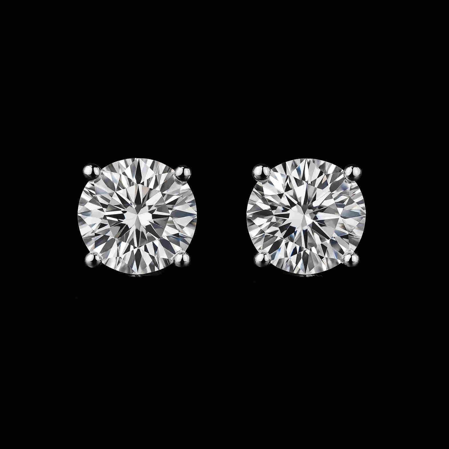 4Ct Moissanite Diamond Platinum Gold Rhodium Stud Earrings