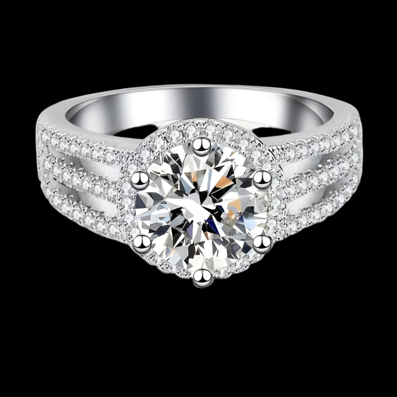 3Ct Radiant Cut Moissanite Sterling silver Multi-Pare Engagement Ring