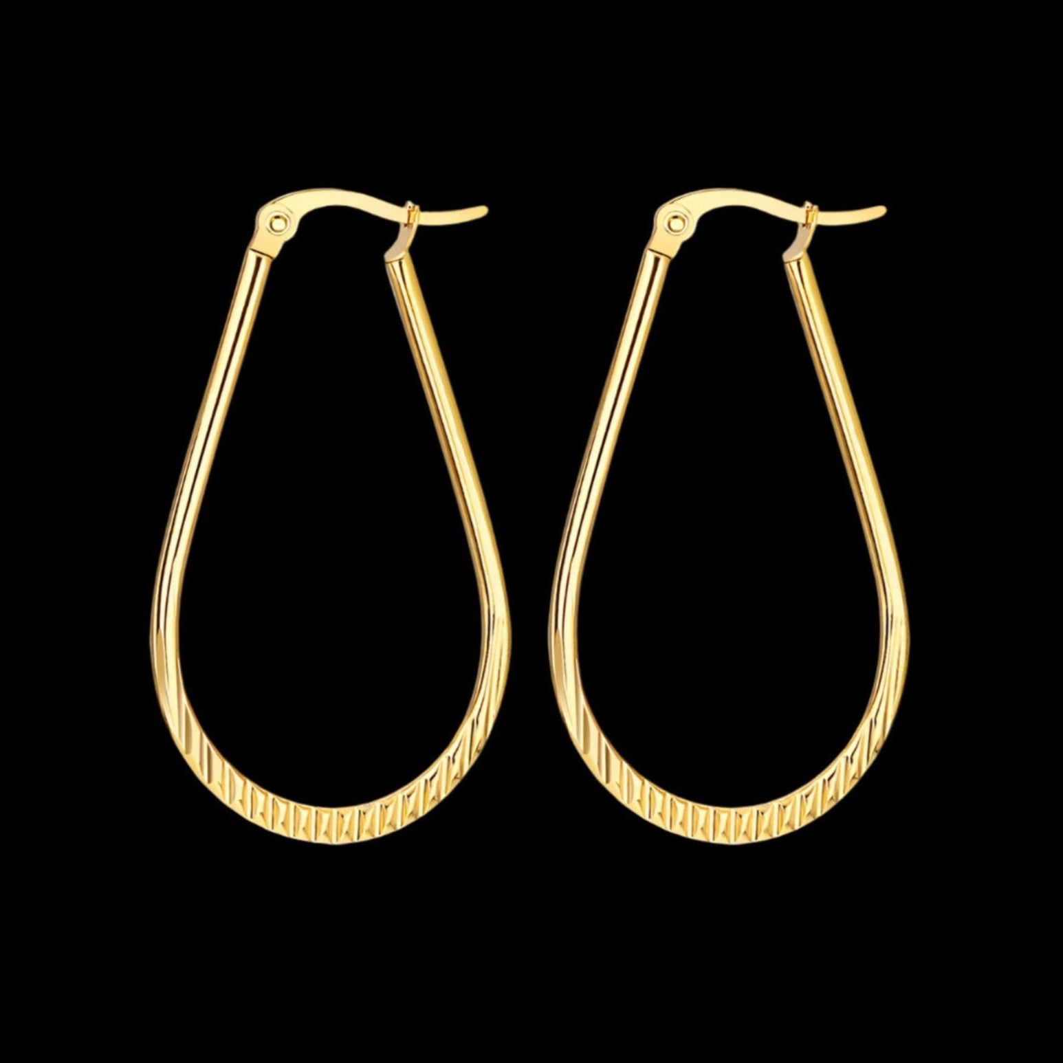 Gold Elongated Hoop Earrings