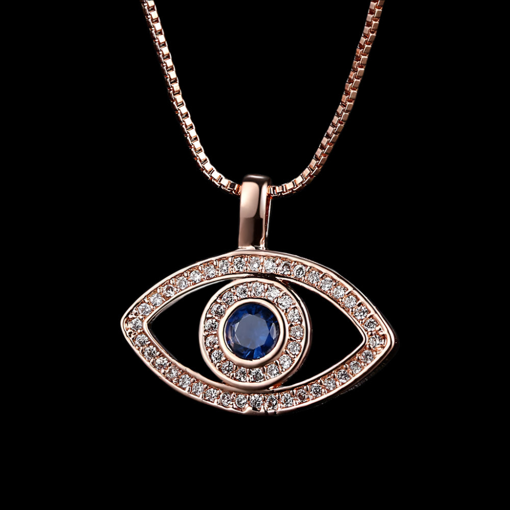 Blue Sapphire Rose Gold Eye Necklace
