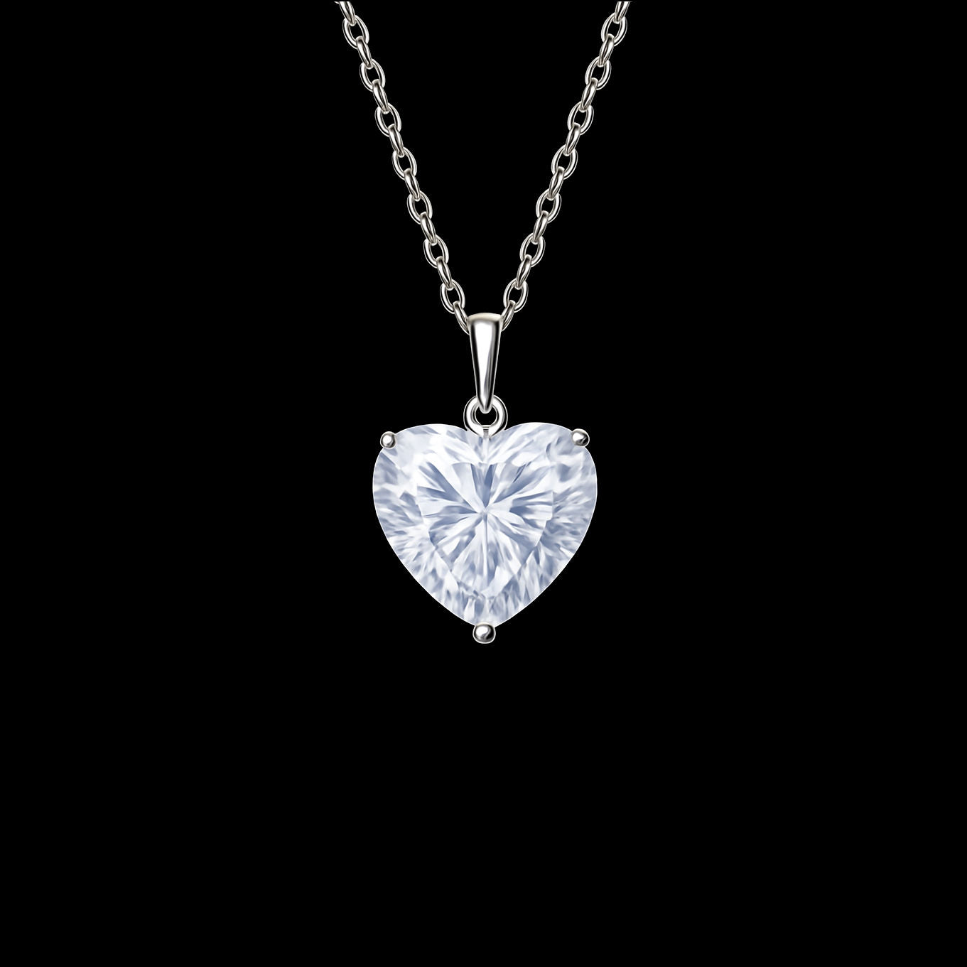 1Ct Heart Cut Moissanite Diamond D Colour VVS1 Grade Pendant 18K White Gold Rhodium Necklace
