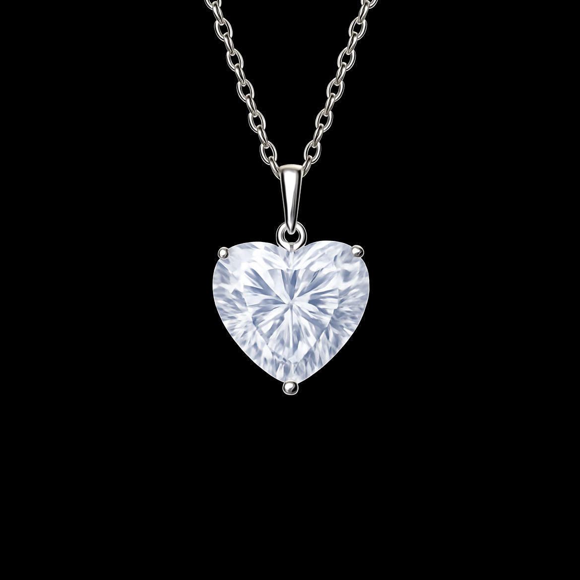 2Ct Heart Cut Moissanite Diamond D Colour VVS1 Grade Pendant 18K White Gold Rhodium Necklace