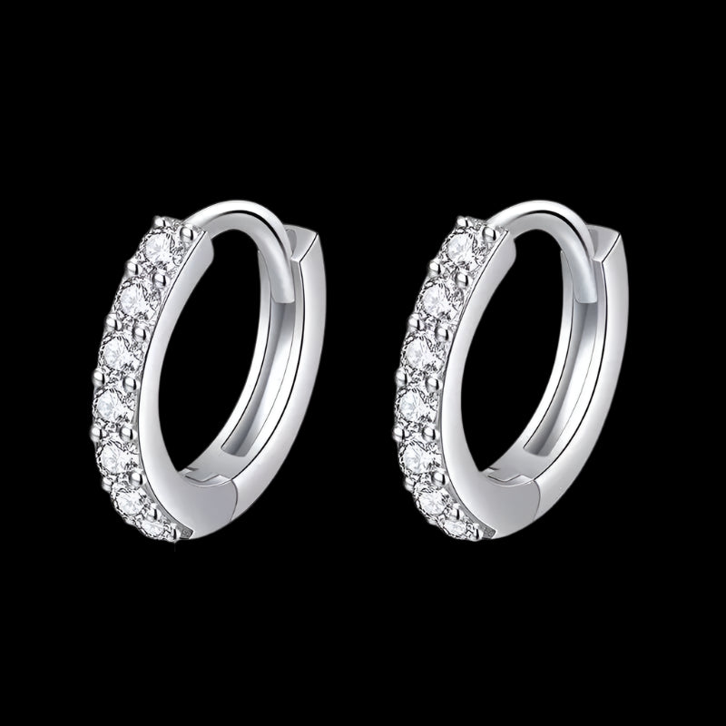 Diamond Sterling  Silver Hoop Earrings