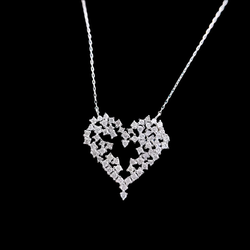 Heart Cut Moissanite Sterling Silver Necklace
