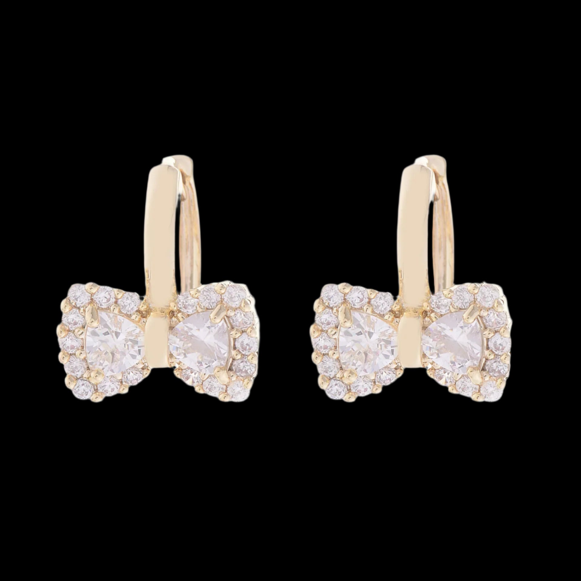 Moissanite Diamond and Gold Bow Design Earrings