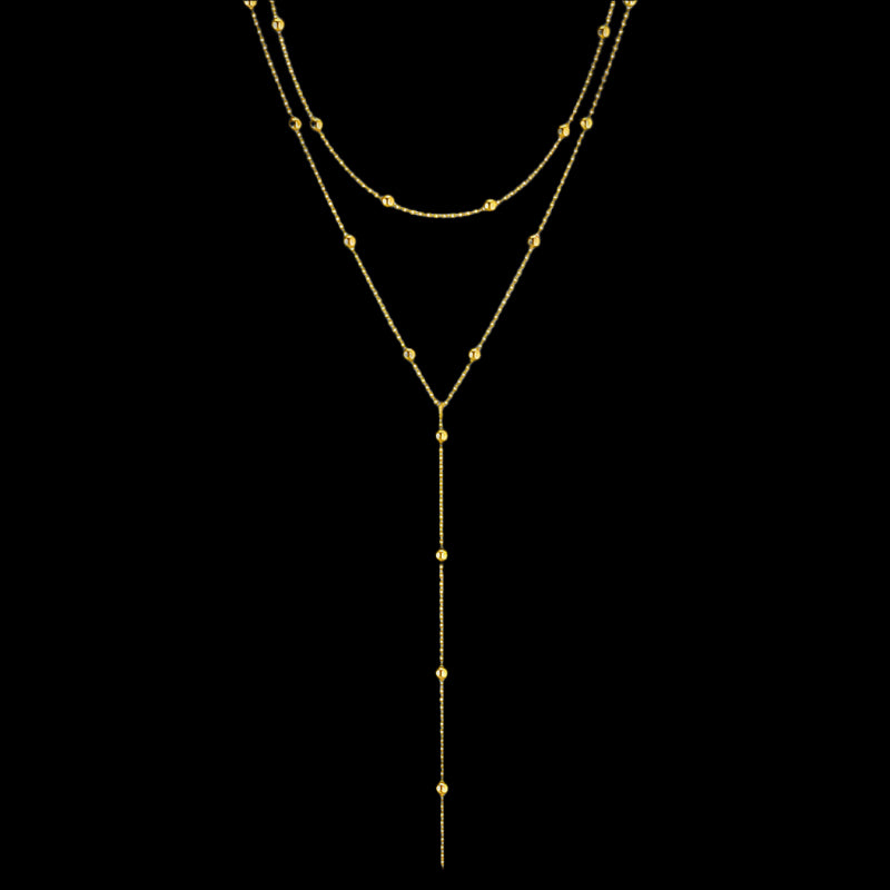 Gold Double Drop Chain Necklace