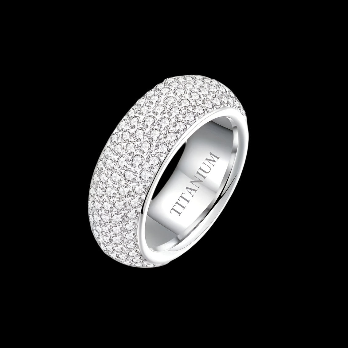 Moissanite Diamond Encrusted Titanium Steel Wedding Ring