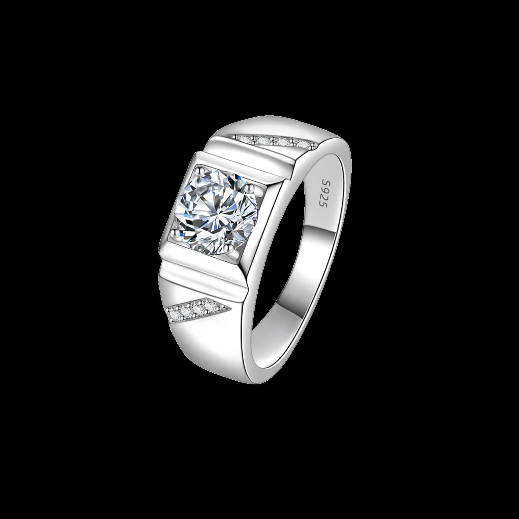 1Ct Round Cut D Moissanite Diamond Square Setting with Channels Sterling Silver Ring