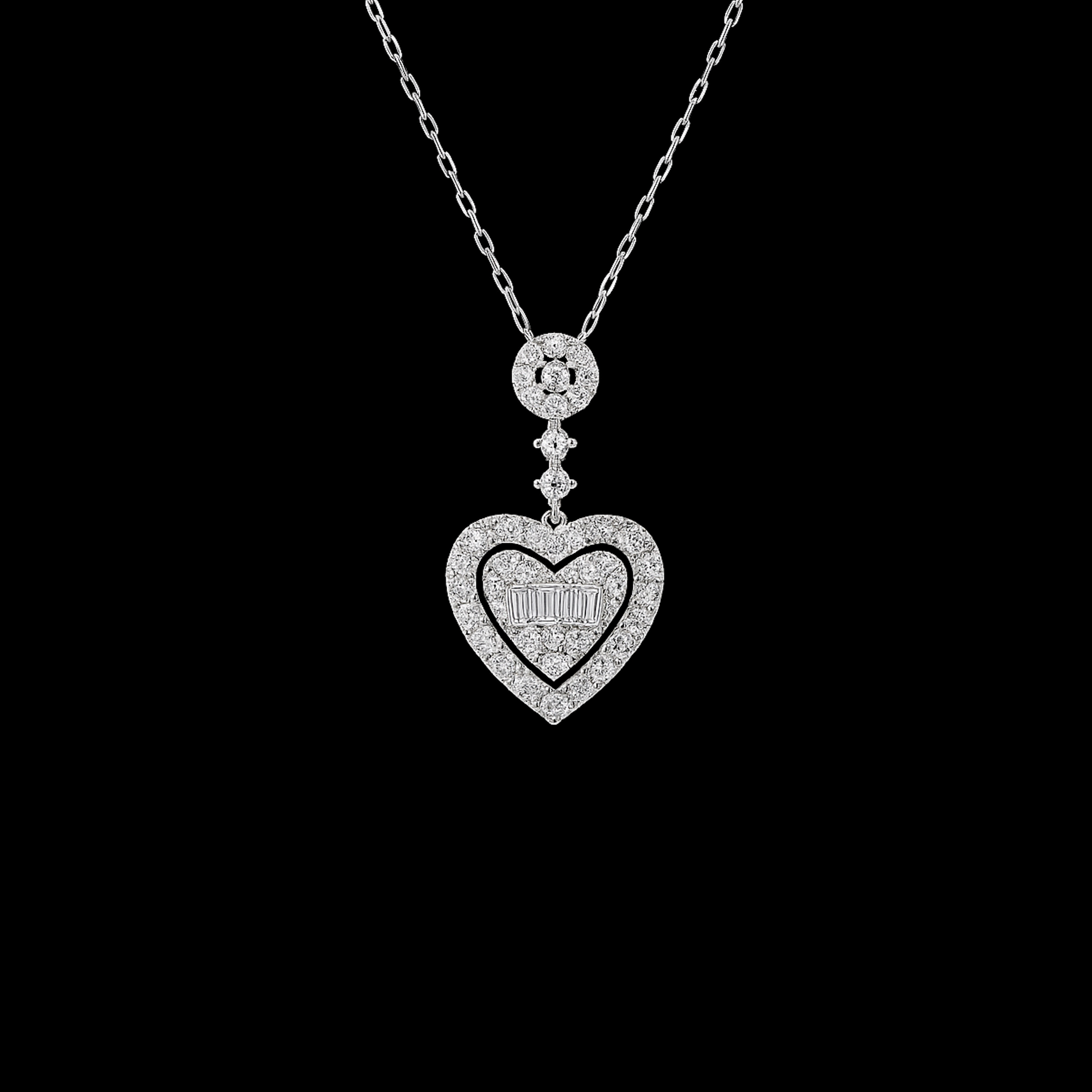 Heart Cut Moissanite Sterling Silver Necklace