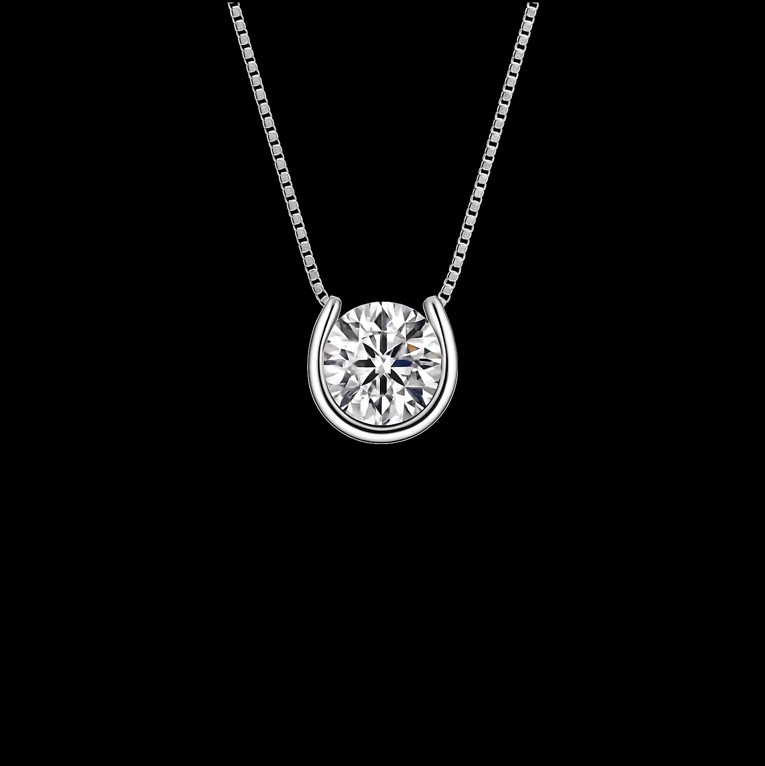 Silver Moissanite Horseshoe Necklace