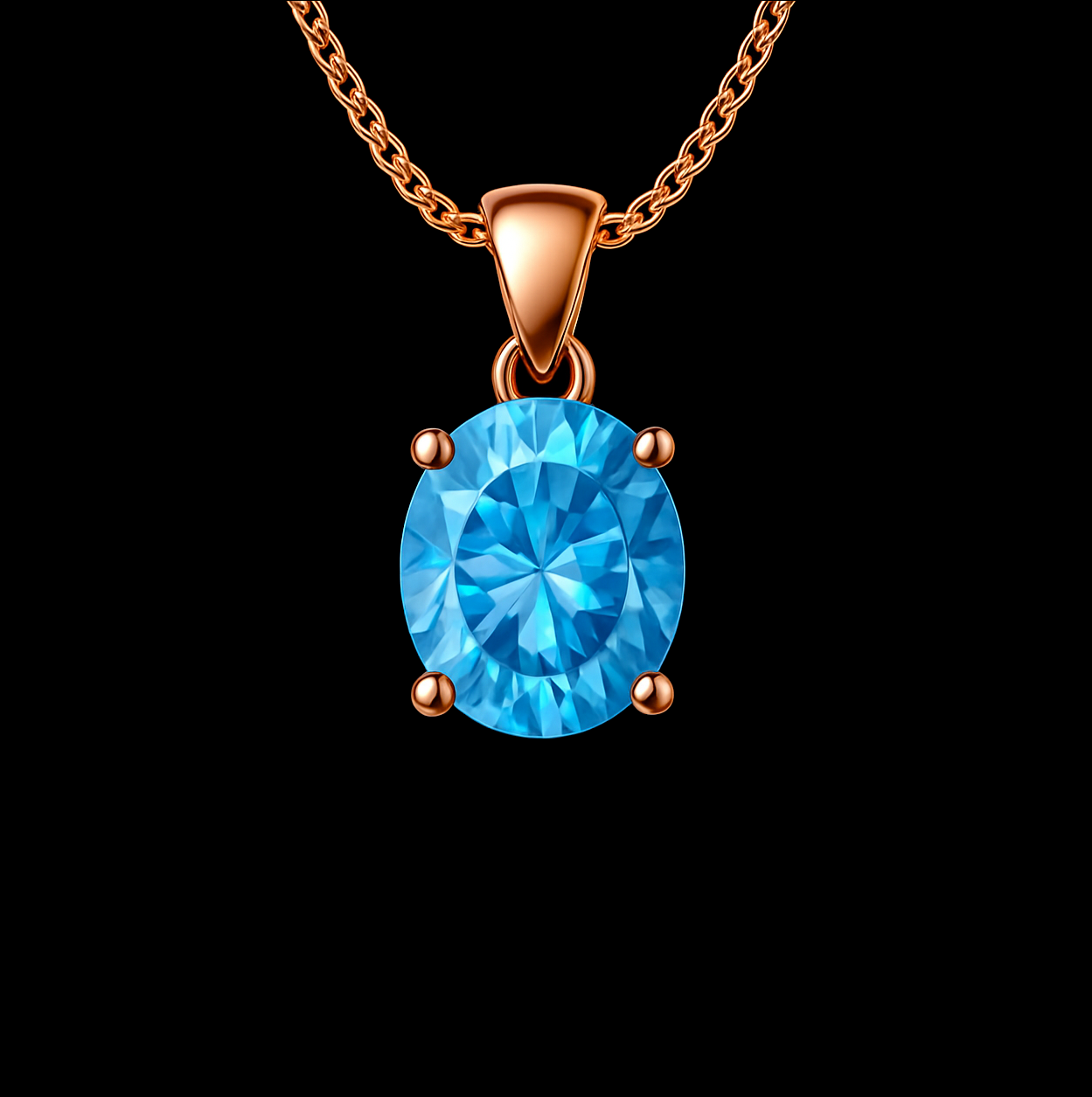 2.3Ct Oval Cut Topaz VVS Rose Gold Pendant Necklace