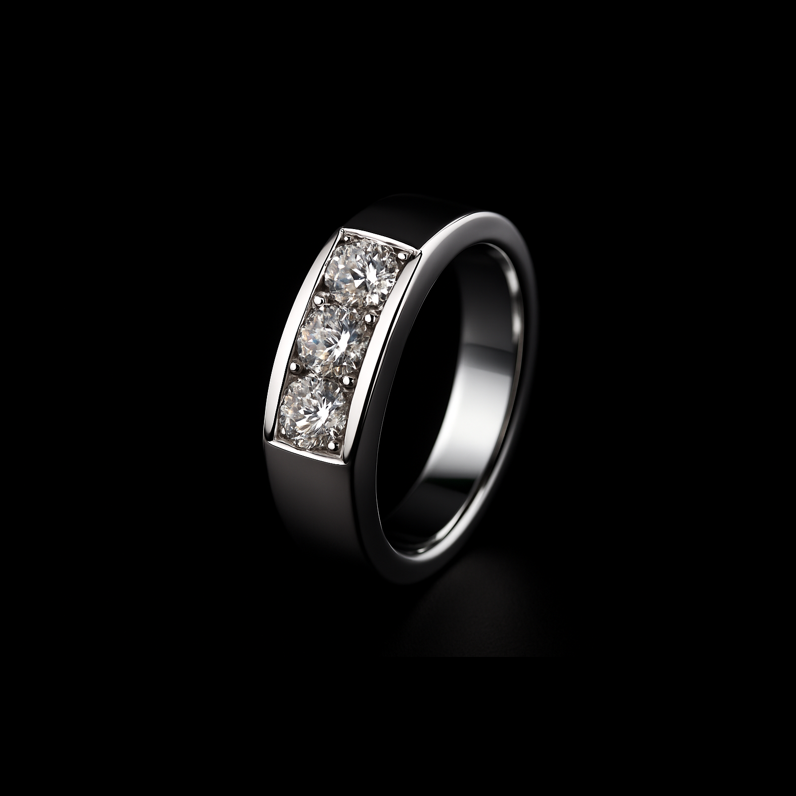 0.6ct Round Cut Trilogy D Moissanite Diamonds 18K White Gold Vermail Unisex Ring