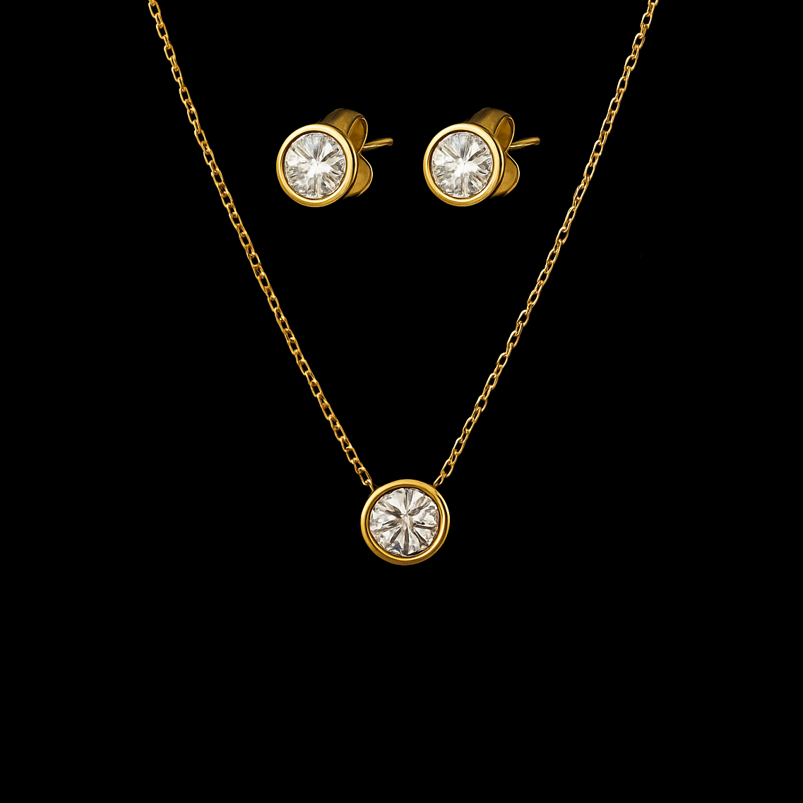 Clear Hessonite Crystal Gold Jewellery Set