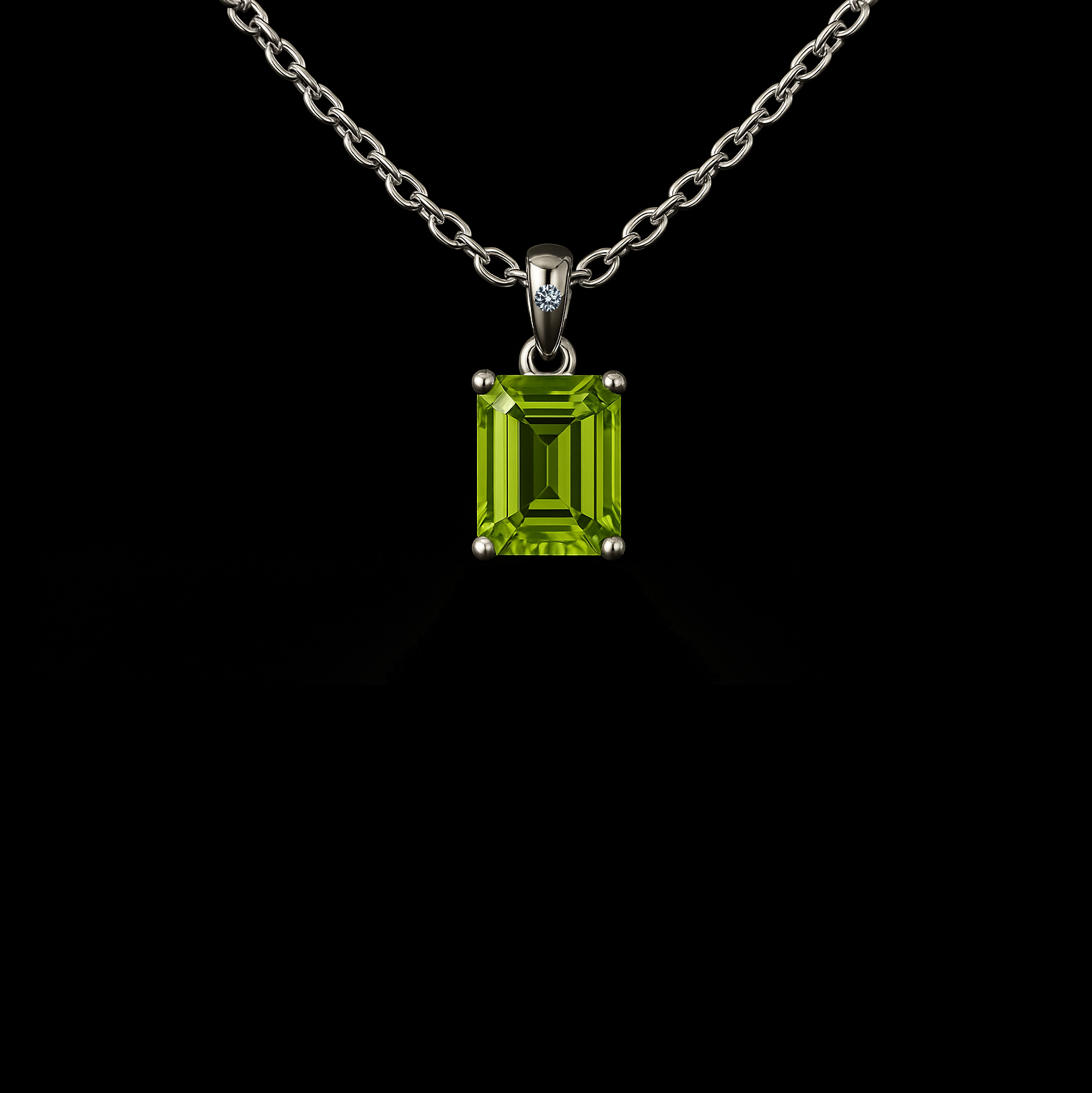 0.5Ct. Rectangle Cut Peridot Sterling Silver Pendant Necklace