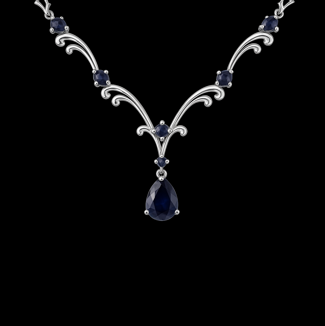 5.31Ct Blue Sapphire Sterling Silver Pendant Necklace