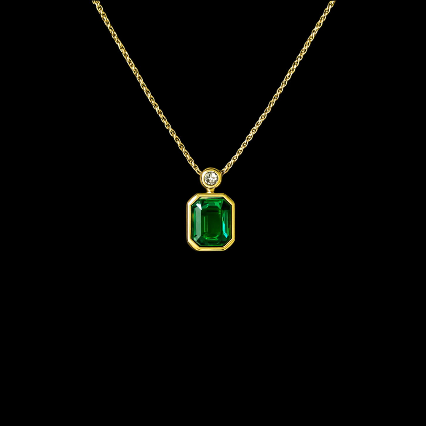 1.3 Ct Emerald Cut Moissanite Bail Gold Necklace