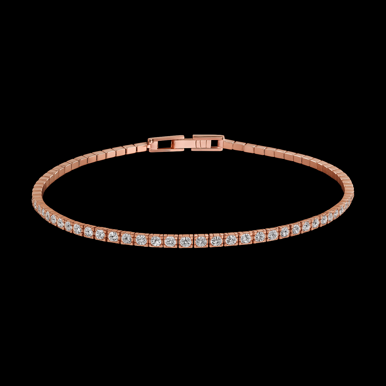 2mm Moissanite Diamond Rose Gold 16-18cm Tennis Bracelet