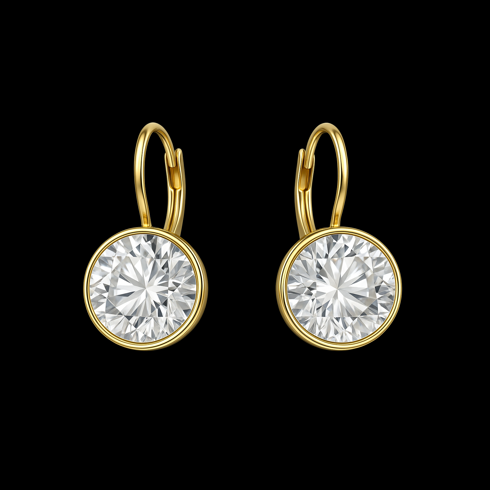 Gold Round Cut Elegant Drop Earrings