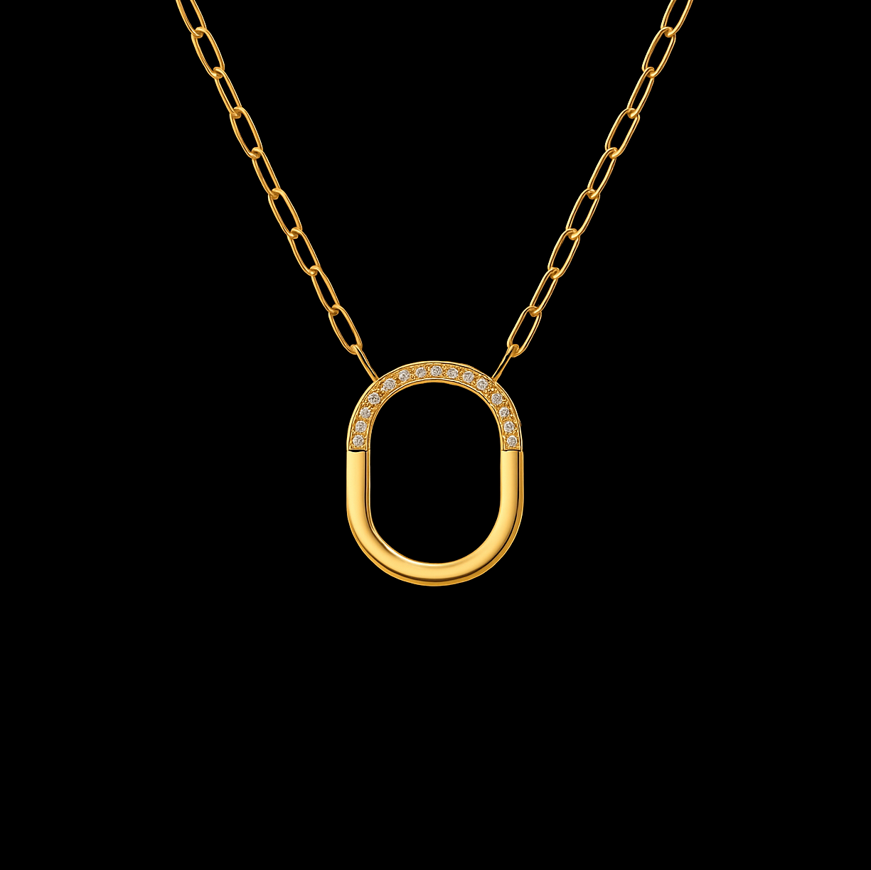 Moissanite Gold O Pendant Necklace