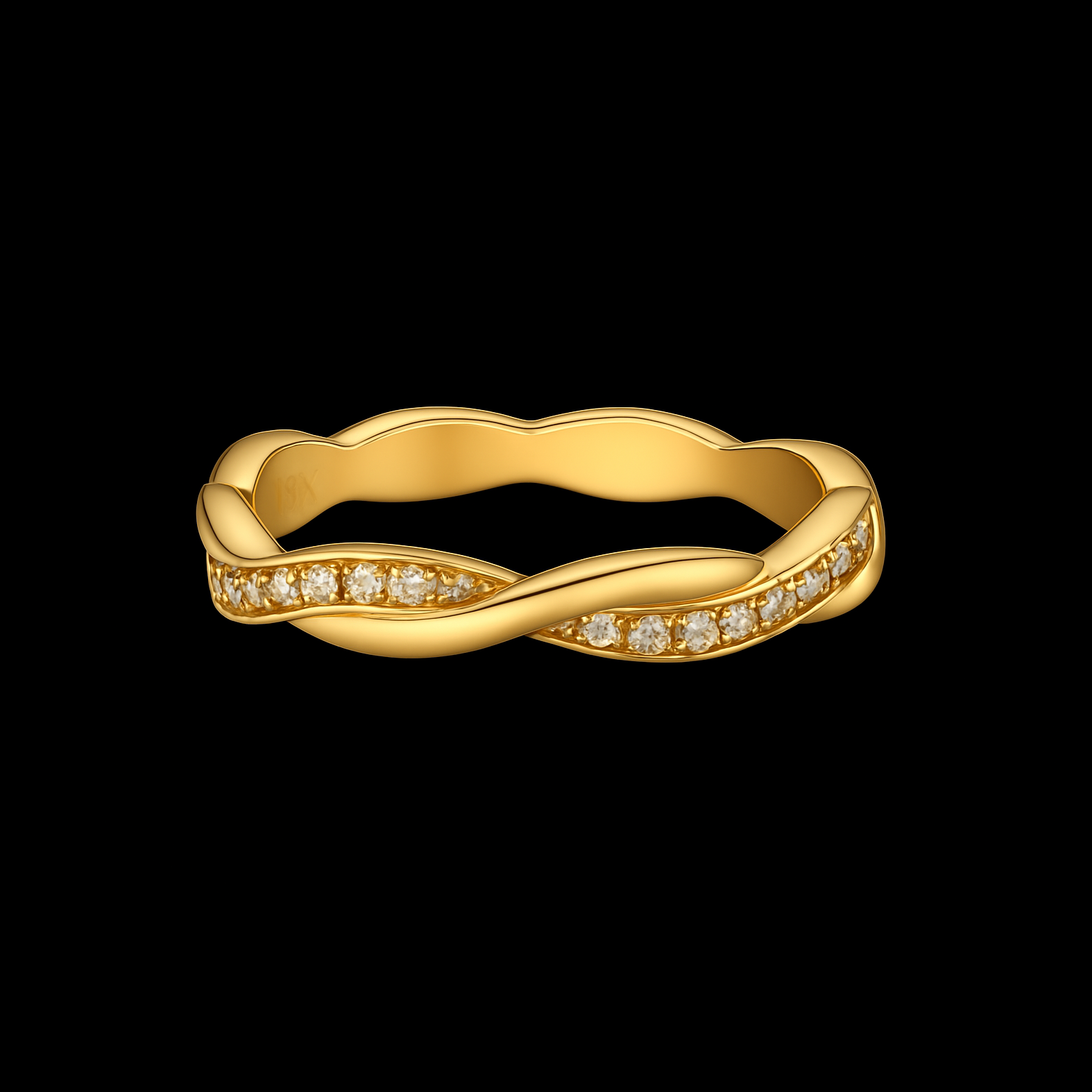 Moissanite Diamond Woven 14K Gold Rhodium Ring