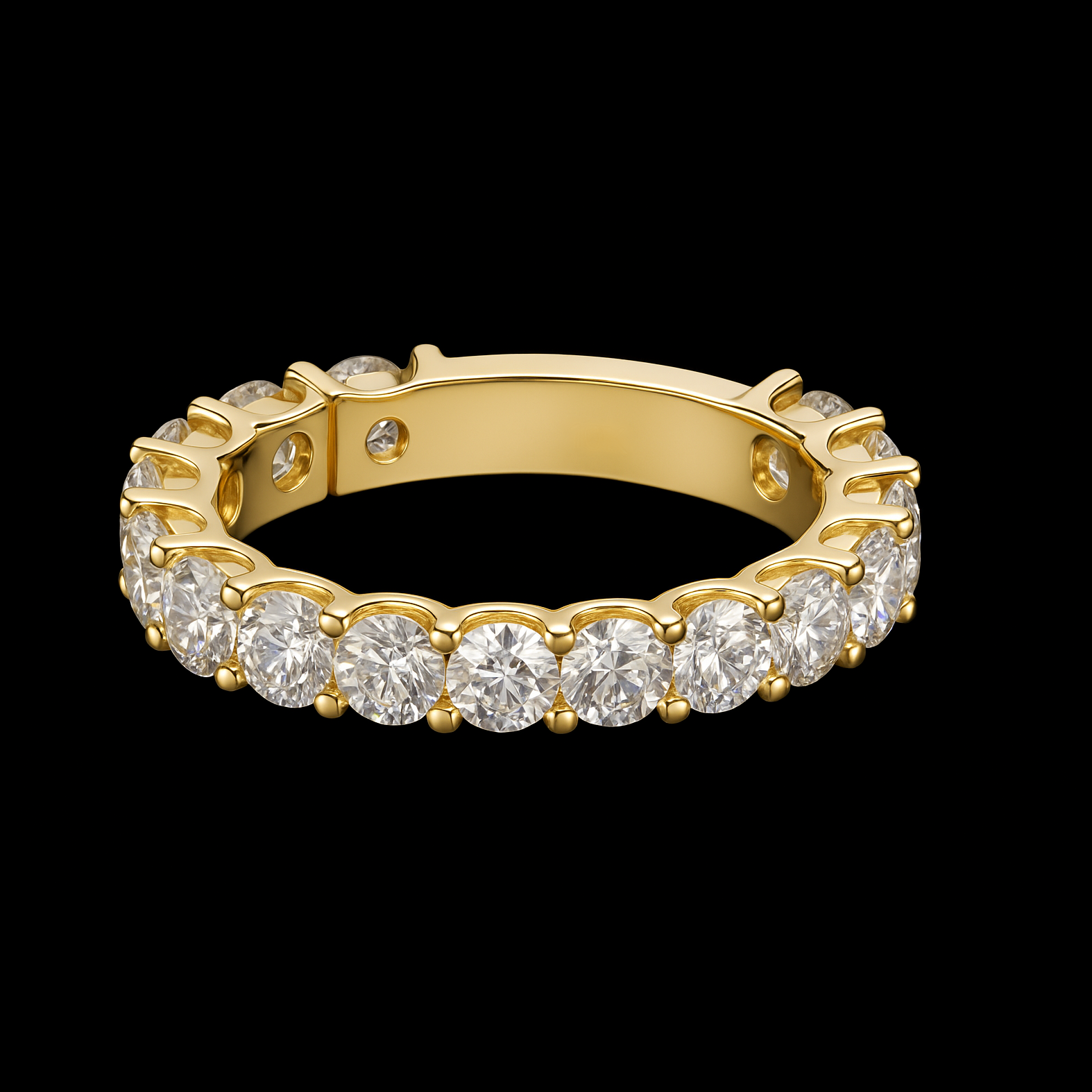 4.5Ct 4mm Moissanite Diamond 14K Gold Rhodium Ring